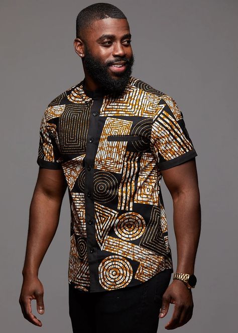 African Print Shirts For Men, African Shirts Designs, African Print Shirt, Nigerian Men Fashion, Dashiki Shirt, African Wear Styles For Men, Men's Shirts And Tops, Latest African Men Fashion, African Dresses Men