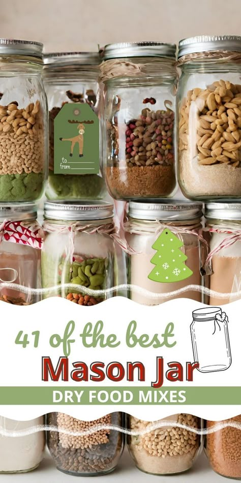 mason jar food gift ideas Food Jar Gifts, Christmas Food Gift Ideas, Homemade Mason Jar Gifts, Jar Food Gifts, Mason Jar Gifts Recipes, Mason Jar Soup, Mason Jar Mixes, Christmas Jar Gifts, Food Gift Ideas