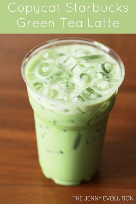 DIY Copycat Green Tea Latte Recipe 1 c. milk + 4 t. macha powder, Wisk.  Add 1 c. ice & 4 t. vanilla syrup Starbucks Iced Green Tea, Green Tea Latte Recipe, Alcohol Shot, Starbucks Green Tea, Tea Latte Recipe, Green Tea Recipes, Copycat Starbucks, Iced Green Tea, Green Tea Latte