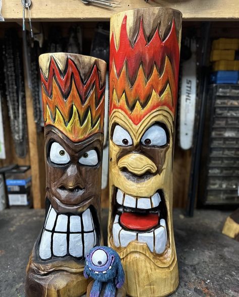 Tiki Wood Carving, Put Put Golf, Tiki Pole, Totem Tiki, Totem Pole Art, Tiki Ideas, Tiki Design, Tiki Signs, Chainsaw Wood Carving