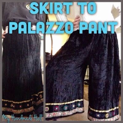 Skirt Into Pants, Skirt To Pants, T Shirt Reconstruction, Diy Pants, Clothing Projects, Statement Pants, Sewing Pants, Palazzo Pant, Diy Skirt