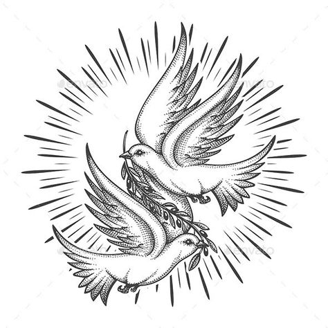 Peace Dove Tattoos, Bible Tattoo, Doves Flying, Pigeon Tattoo, Two Doves, Olive Branch Tattoo, Dove Tattoo Design, Peace Tattoos, Bible Tattoos