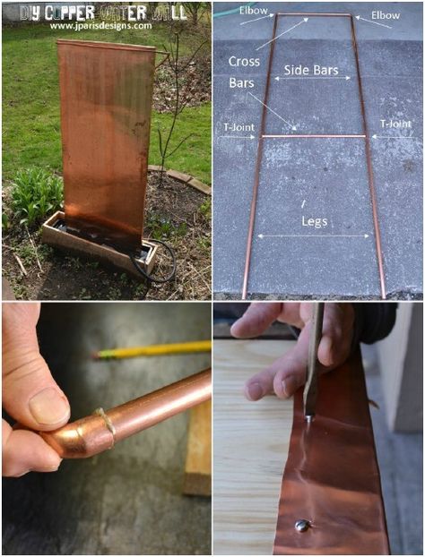 Copper Water Wall Zen Water Features, Water Wall Diy, Mirror Redo, Zen Table, Outdoor Wall Fountains, Water Wall Fountain, Table Fountain, Diy Water Feature, Water Feature Wall