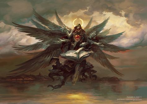 https://www.artstation.com/artwork/qeG92 Archangel Azrael, Peter Mohrbacher, Ange Demon, 다크 판타지, Angels And Demons, Angel Art, Fallen Angel, An Angel, Dark Fantasy Art