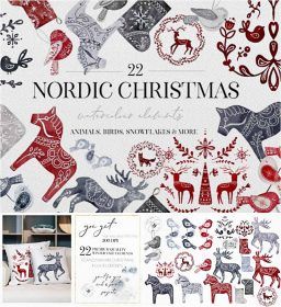 Watercolor Nordic Christmas Swedish Art | Free download Swedish Horse, Folk Illustration, Christmas Clip Art, Swedish Art, Blog Banner, Winter Color Palette, Christmas Arts And Crafts, Swedish Christmas, Dala Horse