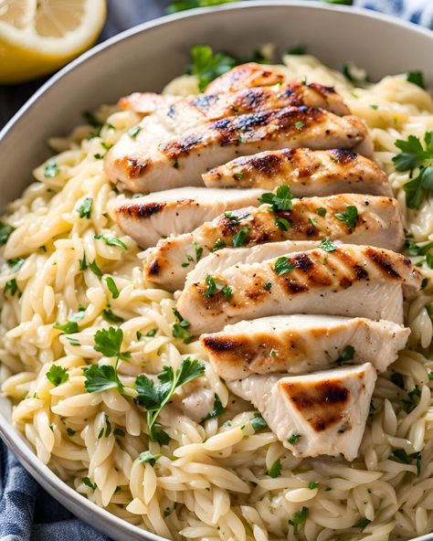 Creamy Lemon Chicken Orzo - Women of Today Chicken Lemon Orzo Pasta, Orzo Chicken Recipes, Chicken And Orzo Recipes, Creamy Lemon Chicken Orzo, Chicken Orzo Recipes, Lemon Orzo Chicken, Lemon Orzo Pasta, Creamy Orzo Pasta, Homemade Balsamic Dressing