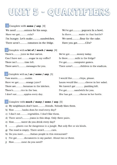 Quantifiers: some, any, much, many, a lot of online worksheet for Intermediate. You can do the exercises online or download the worksheet as pdf. Some Any Much Many Worksheet, Some Any Much Many A Lot Of Few Little Worksheet, Any Some Worksheet, Quantifiers Grammar Worksheets, A An Some Any Worksheet, Some Any Worksheet, Kindergarten Exercise, Adult Worksheets, English Language Learning Activities