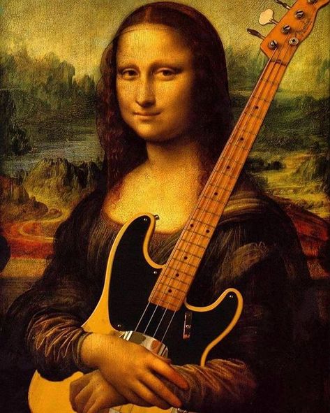 Guitar art Bass Guitar Wallpaper, Bass Wallpaper, Bass Guitar Art, Funny Guitar, Mona Lisa Parody, Art Guitar, Guitar Youtube, Y2k Pfp, Zakk Wylde