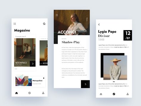 This is a magazine app that allows users to be as immersed as possible while reading with beautiful layouts and pictures. Hope you like！ ✨-----------------------------------  Follow us on Twitter &... Blog App Design, Instagram Magazine, Mobile Website Design, Ui Ux 디자인, Apps Development, Digital Communication, App Interface Design, Graphisches Design, Mobile Web Design