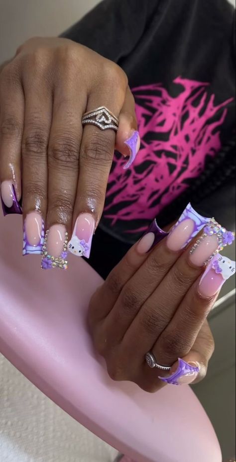 Summer 2023 Nail Trends, Trending Nail Colors, Nail Colors And Designs, Hard Nails, Duck Nails, Colored Acrylic Nails, Girly Acrylic Nails, French Tip Acrylic Nails, Dope Nail Designs