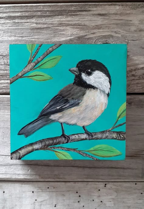 Birds On Canvas Painting, Simple Bird Painting Acrylics, Birds In Acrylic Painting, Bird Painting Acrylic Simple Tutorial, Miniature Acrylic Paintings, Easy Bird Painting Acrylics, Bird Painting Easy, Easy Bird Painting, Birds Acrylic Painting