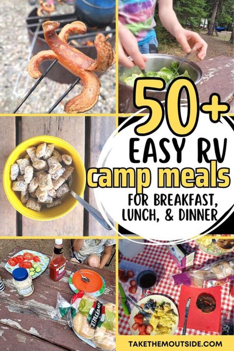 Easy and quick campground meal ideas for kids and families. Try these on your next RV trip! Rv Camping Meals, Meal Ideas For Kids, Camping Meal Ideas, Camping Meal, Camping Breakfast, Rv Trip, Easy Camping Meals, Easy Camping, Camping Food