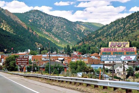 Located 30 miles west of Denver, Idaho Springs is a historic Colorado town that was founded in 1859 during the big Pike's Peak Gold Rush and is known for not only its colorful downtown area, but also for... Idaho Springs Colorado, Pikes Peak Colorado, Colorado Towns, Idaho Springs, Winter Hike, Road Trip To Colorado, Colorado Summer, Colorado Vacation, Scenic Roads