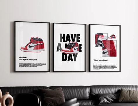 This Digital Prints item is sold by NostalgiquePrints. Ships from United States. Listed on Sep 27, 2024 Sneakerhead Decor, Sneaker Wall Art, Sneaker Wall, Hypebeast Shoes, Hypebeast Sneakers, Poster Set Of 3, Shoe Poster, Red Day, Air Jordans Retro