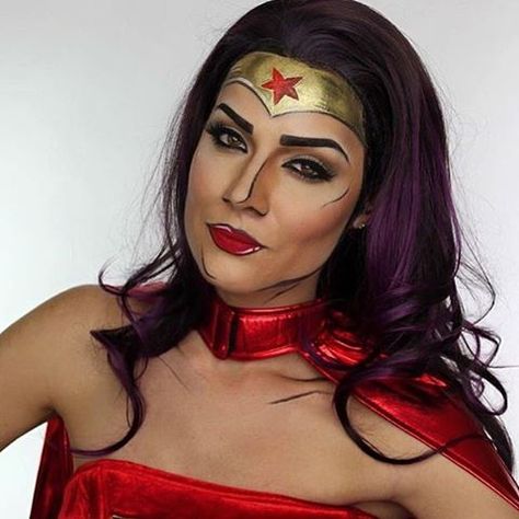 Wonder Woman Makeup | POPSUGAR Beauty Iron Man Face Paint, Fox Face Paint, Mermaid Face Paint, Dragon Face Painting, Wonder Woman Makeup, Woman Makeup, Witch Makeup, Wonder Women, Popsugar Beauty