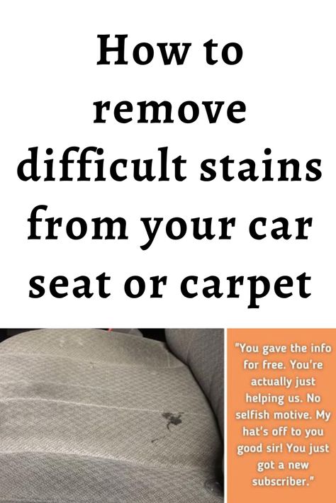 How to remove difficult stains from your car seat or carpet #How #to #remove #difficult #stains #from #your #car #seat #or #carpet How To Get Stains Out Of Car Seats, Cleaning Car Seats Upholstery, Remove Tar From Car, Clean Car Seats Stains, Clean Car Seats Upholstery, Clean Cloth Car Seats, Car Seat Upholstery, Clean Car Seats, Chocolate Stains