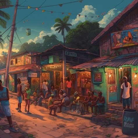 Caribbean Fantasy Art, Carribean Culture, Kenyan Art, Caribbean Aesthetic, Caribbean People, Interior Concept Art, London Neighborhoods, Caribbean Homes, Tropical Africa