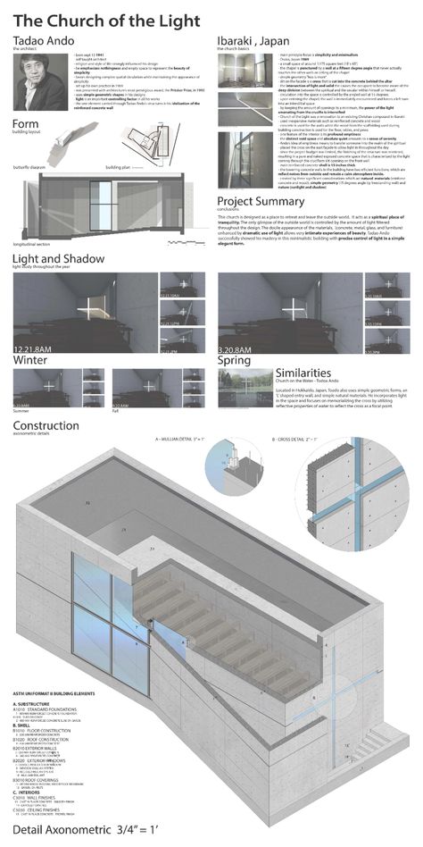 Church Of Light: Case Study | Ty Quattlebaum | Archinect Church Of Light, Shadow Architecture, Church Interior Design, Simple Building, Architecture Portfolio Design, Architecture Life, Tadao Ando, Portfolio Design Layout, Architecture Design Drawing