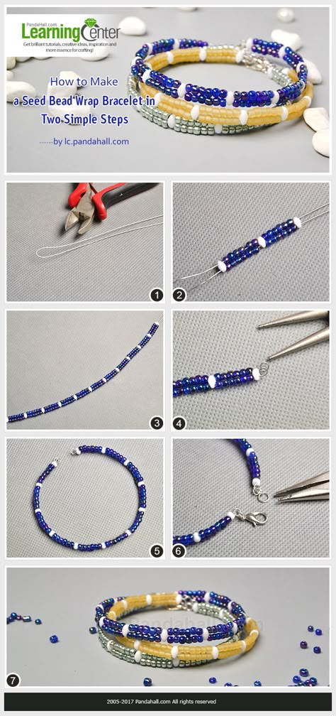 How to Make a Seed Bead Wrap Bracelet in Two Simple Steps Making Beaded Bracelets, Bracelets With Beads, Seed Bead Bracelets Diy, Seed Bead Tutorials, Wrap Bracelet Tutorial, Bead Wrap Bracelet, Beaded Bracelets Tutorial, Diy Bracelet Designs, Handmade Jewelry Tutorials