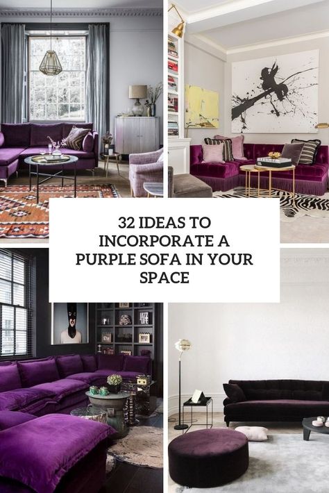 ideas to incorporate a purple sofa in your space Lounge 2023, Purple Velvet Sofa, Blush Living Room, Monochromatic Living Room, Add Color To Your Home, Purple Couch, Light Green Walls, Bold Living Room, Chesterfield Style Sofa