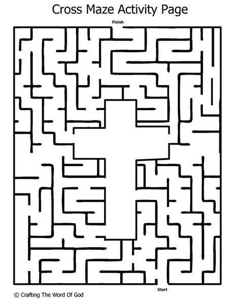 Cross Maze- Activity Page Bible Activity Sheets For Kids, Church Activity Sheets, Cross Activity, Bible Activity Sheets, Bible Mazes, Sunday School Worksheets, Maze Activity, Sunday Activities, Christian Activities