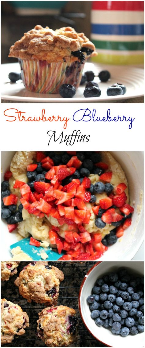 Strawberry Blueberry Muffins, Mixed Berry Muffins, Bakery Muffins, Fruit Muffins, Bakery Style Muffins, Berry Muffins, Strawberry Muffins, Seasonal Fruit, Homemade Muffins