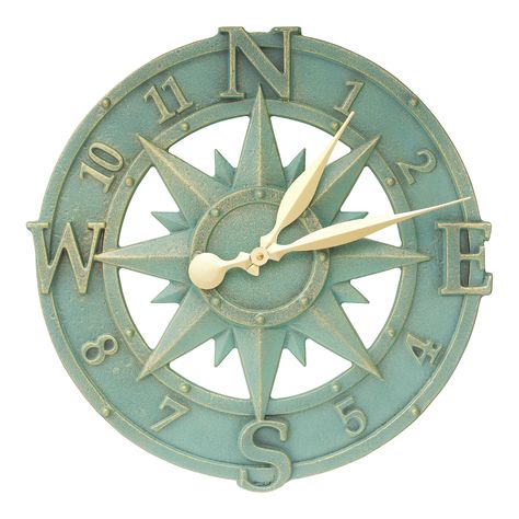 PRICES MAY VARY. 🌹⚓ Sail Through Time with Elegance: Whitehall Products Compose Rose Nautical Clock - Copper Verdigris Edition! 🕰️🌊 Introducing the Compose Rose Nautical Clock by Whitehall Products – a unique fusion of floral grace and maritime charm. Crafted with meticulous attention to detail and adorned in a captivating Copper Verdigris finish, this nautical-themed clock becomes a beacon of timeless elegance for your indoor or outdoor space. 1️⃣ Harmonious Rose and Nautical Design: The Com Gods Aesthetic, Copper Verdigris, Nautical Outdoor Decor, Nautical Wall Clock, Compass Clock, Rose Clock, Clock Ideas, Nautical Bedroom, Coastal Kitchen