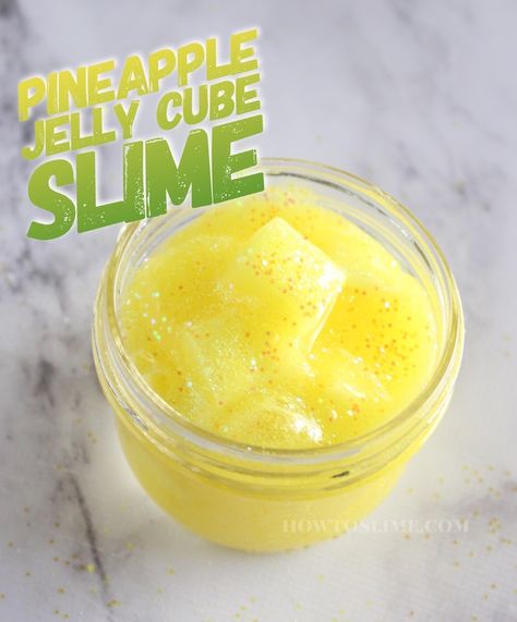 How to make Jelly Cube Slime | How to Slime Jelly Cube Slime Recipe, Jelly Slime Recipe, Jelly Cube Slime, Pineapple Jelly, Aesthetic Slime, Kids Slime, Diy Crafts Slime, Water Slime, Types Of Slime