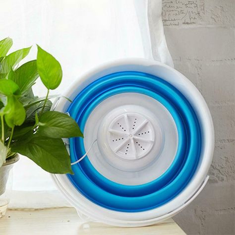 Portable Ultrasonic Turbine Washing Machine Foldable Bucket Shape Washer NIGH Trip Clothes, Compact Washing Machine, Spin Dryers, Washer Cleaner, How To Wash Vegetables, Mini Washing Machine, Folding Laundry, Portable Washing Machine, Laundry Tubs