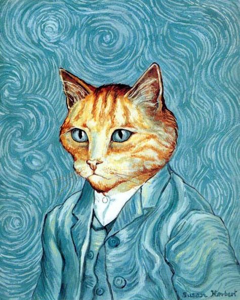 pictures of van gogh parodies | Kit van Gogh or Vincent van Cat | Flickr - Photo Sharing! فنسنت فان جوخ, Istoria Artei, Arte Van Gogh, Art Parody, Cats Illustration, Arte Animal, Art And Illustration, Cat Painting, Cat Illustration