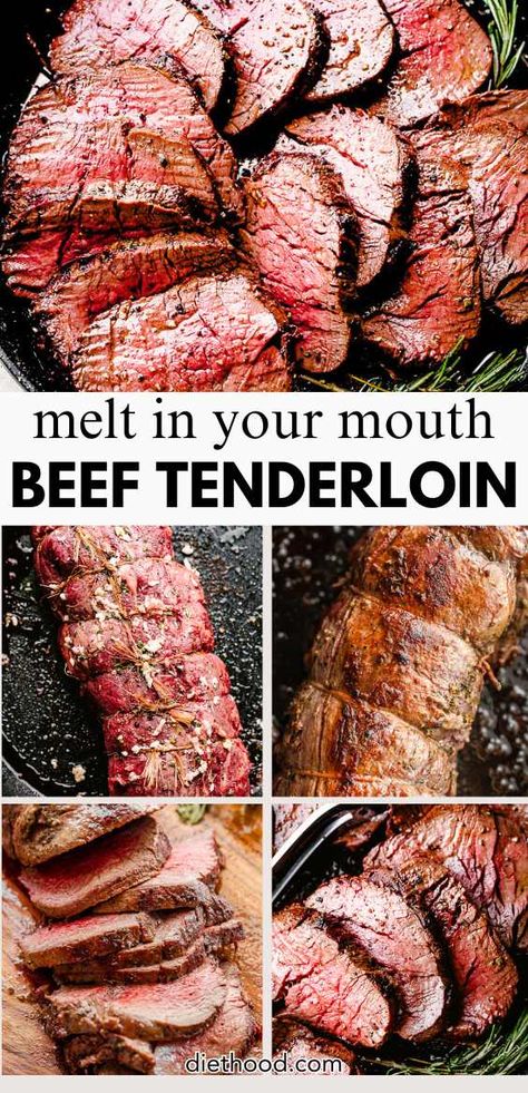 An easy recipe for the juiciest Roasted Beef Tenderloin you’ll ever make! With a garlic and herb crust, this tenderloin is packed with incredible flavor and requires no marinating. Perfect for the Holidays and special occasions, or any time you’re craving a truly unforgettable meal! Crusted Beef Tenderloin, Beef Tenderloin Roast Recipes, Roasted Beef Tenderloin, Fillet Recipes, Sirloin Recipes, Loin Recipes, Beef Loin, Beef Tenderloin Recipes, Roasted Beef