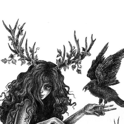 Brett Manning Art, Bone Witch Art, Hag Aesthetic, Dark Witch Art, Swamp Tattoo, Swamp Witch Aesthetic, Creepy Deer, Bog Bodies, Crow Core