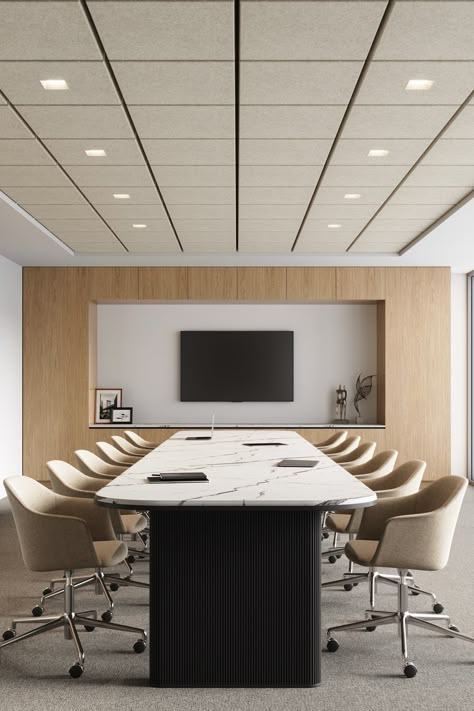 Boardroom Table Design, Meeting Room Design Office, Office Design Inspo, Conference Room Design, Meeting Room Design, Corporate Interior Design, Acoustic Ceiling, Casa Clean, Office Interior Design Modern