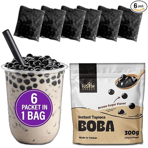 Amazon.com: Fusion Select Instant Boba - No-Cook Instant Tapioca Pearls for Bubble Tea Drinks, Hot or Cold Sweet Milk Beverage - Microwave or Heat With Boiling Water - Real Brown Sugar Flavored Balls (6) : Grocery & Gourmet Food Instant Boba, China Country, Sweet Milk, Boba Drink, Tea Drinks, Bubble Milk Tea, Art And Craft Materials, Tapioca Pearls, Supper Recipes