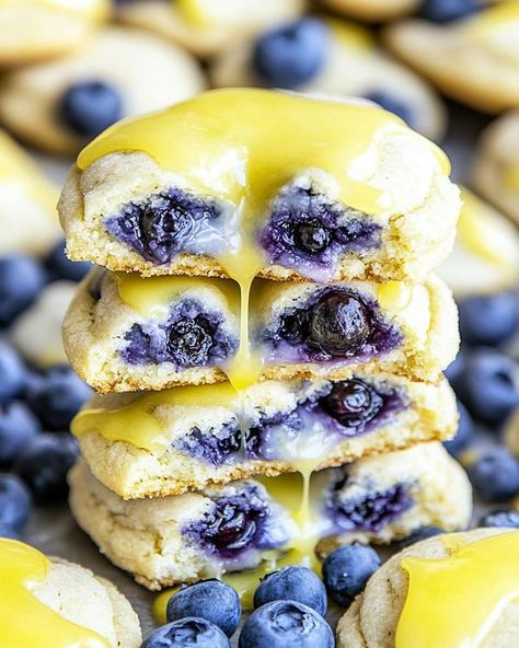 Cake Ingredients 🎂🥳 | Blueberry Lemon-Frost Cookies | Facebook Frost Cookies, Cookies Blueberry, Lemon Frosting, Blue Berry, Blueberry Jam, Cookie Frosting, Lemon Cookies, Food Dessert, Lemon Blueberry