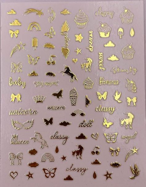 Luxury Nail Art, Fake Acrylic Nails, Nail Stickers Designs, Classy Beauty, Metallic Nail, Gold Nail Art, Nail Art Stickers Decals, Gold Luxury, Metallic Nails