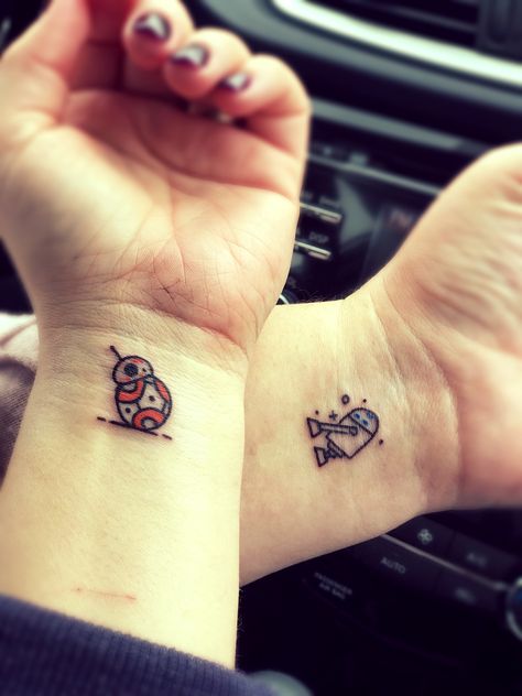 Tiny Matching Tattoos Couple Meaningful, Gender Neutral Best Friend Tattoos, Wrist Tattoos For Besties, Tattoos Matching For 3, Disney Friends Tattoo, Nerdy Friend Tattoos, Cartoon Best Friend Tattoos, Fun Matching Tattoos Best Friends, Disney Tattoos Small Matching