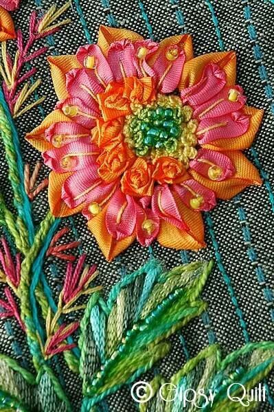 . Sulaman Pita, Ribbon Embroidery Kit, Crazy Quilting, Needlepoint Stitches, Ribbon Art, Creative Embroidery, Silk Ribbon Embroidery, 자수 디자인, Crewel Embroidery