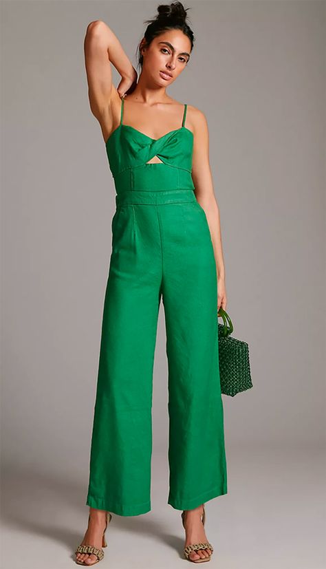 dis-dressed call - LE CATCH Unique Jumpsuits, Petite Wedding Guest Dresses, Jumpsuit For Wedding Guest, Green Fits, Linen Jumpsuit, Romper Dress, Wide Leg Jumpsuit, Guest Dresses, Wedding Outfit