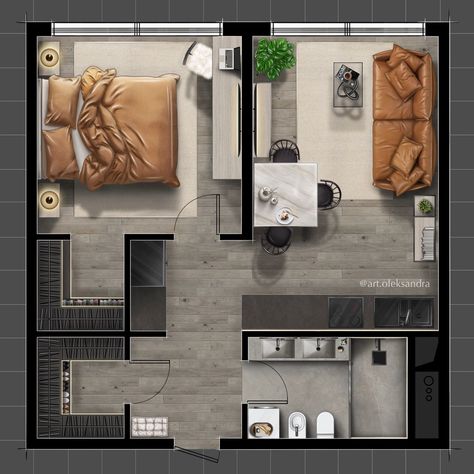 Two Bedroom Apartment Layout Floor Plans, Open Apartment Ideas, Two Room Apartment Layout, 2 Room Apartment Plan, Floor Plan Procreate, One Bedroom Apartment Layout Floor Plans, Open Floor Apartment, Apartment Room Layout, Open Apartment Layout