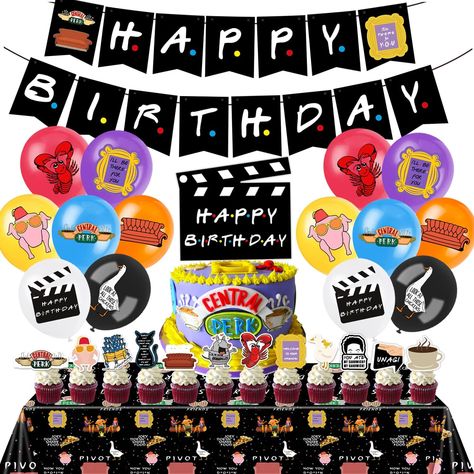 PRICES MAY VARY. 【Package Includes】 This cute Friends party decorations kit includes 1pcs Happy Birthday Banner, 1pcs Friends theme tablecloth, 1pcs Cake topper, 24pcs Cupcake toppers, 14pcs Latex Balloons(7style). It has everything you need for a TV Show themed birthday party. 【High Quality】 All of our Friends Birthday Party Supplies are made of high-quality materials, which are safe and non-toxic. The balloons made with natural latex, non-toxic. Every balloons have been rigorously tested and s Friends Birthday Party, Balloons Cake, Adult Party Themes, Friends Party, Friends Birthday, Happy Birthday Parties, Birthday Supplies, Milestone Birthdays, Happy Birthday Banners