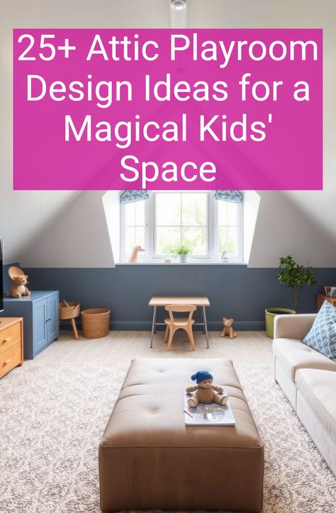 25+ Attic Playroom Design Ideas for a Magical Kids' Space Playroom Attic Ideas, Attic Toy Room, Low Ceiling Playroom Ideas, Loft Playroom Ideas Upstairs Cozy, Playroom With Slanted Ceiling, Playroom Above Garage, Playroom Design Indoor Playground, Attic Playroom Ideas Sloped Ceiling, Kids Attic Playroom