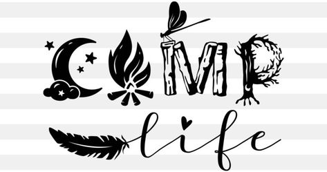 Camping Silhouette, Caluya Design, Unicorn Silhouette, Svg Camping, Split Monogram, Adventure Design, Free Camping, Cricut Fonts, Cricut Free