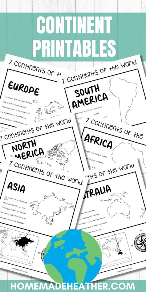 Geography For Kindergarten, Geography For Preschool, Social Studies For 2nd Grade, Continents For Kindergarten, Continent Crafts For Kids, Easy Montessori Activities, Continents For Preschoolers, Continent Activities For Preschool, Geography For Preschoolers