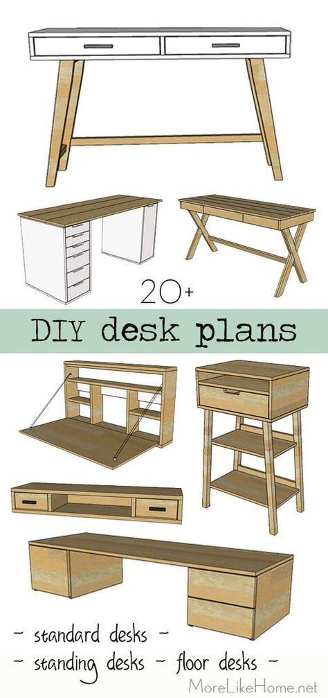 Nightstand Plans, Woodworking Jig Plans, Diy Desk Plans, Floor Desk, Desk Diy, Woodworking Desk, Woodworking Kits, Desk Plans, Standing Desks