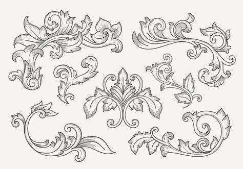 Border Tattoo Ideas, Tattoo Borders, Ornamental Calligraphy, Border Tattoo, Damask Art, Filigree Border, Illustration Outline, Set Tattoo, Filigree Tattoo