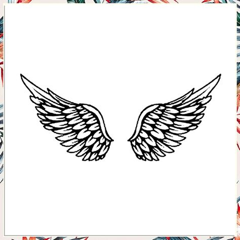 Simply Inked Angel Wings Temporary Tattoo Pack of 5, Size: 2.5 x 4 inch l Black l Cool Shoulder Tattoos For Women, Angel Wings On Fire Tattoo, Dark Angel Wings Tattoo, Line Work Angel Wings, Goth Angel Wings Tattoo, Guardian Angel Tattoo, Cool Shoulder Tattoos, Angel Wings Tattoo, Angel Tattoo Men