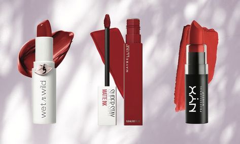 The 8 Best Drugstore Red Lipsticks Universal Red Lipstick, Best Drugstore Red Lipstick, Lipstick Drugstore, Lipstick Looks, Affordable Lipstick, Deep Red Lipsticks, Drugstore Lipstick, Nars Lip, Best Red Lipstick