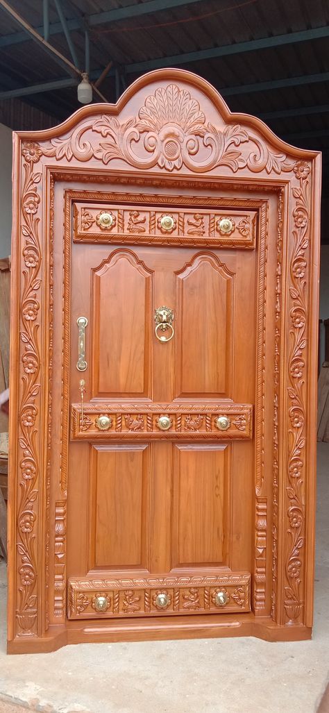 South Indian Main Door Design, Single Main Door Design Entrance Modern, Wooden Door Design Modern, Room Wooden Door Design, Indian Main Door Designs, Main Door Designs, Pooja Room Door, Single Main Door Designs, Main Door Design Photos