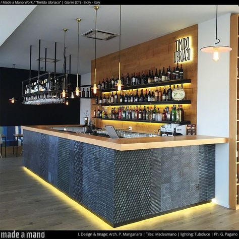 Restaurant Counter, Bar Counter Design, Catania Sicily, Home Bar Rooms, Home Bar Design, Kursi Bar, Coffee Shop Bar, Bar Interior Design, Coffee Shops Interior